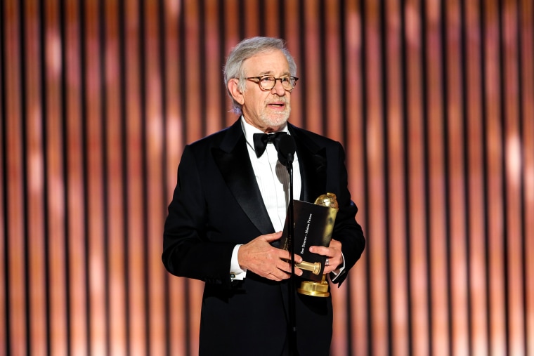 Image: Steven Spielberg accepts the Best Director award for "The Fabelmans" onstage during the 80th Annual Golden Globe Awards at The Beverly Hilton on January 10, 2023 in Beverly Hills, Calif.
