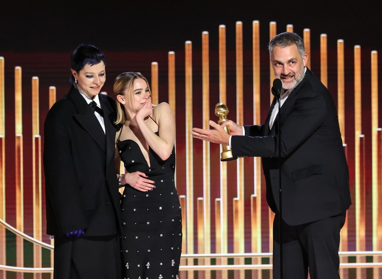 Emma D’Arcy, Milly Alcock, and Miguel Sapochnik accept the Best Television Series – Drama award for "House of the Dragon" at the 80th Annual Golden Globe Awards held at the Beverly Hilton Hotel on Jan. 10, 2023.