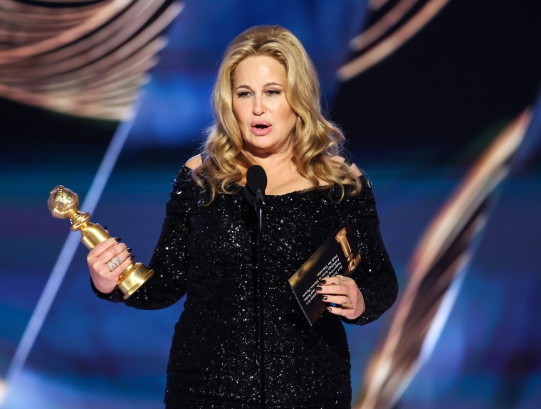 Image: Jennifer Coolidge accepts the Best Actress in a Limited or Anthology Series or Television Film award for "The White Lotus" onstage during the 80th Annual Golden Globe Awards at The Beverly Hilton on January 10, 2023 in Beverly Hills, Calif.