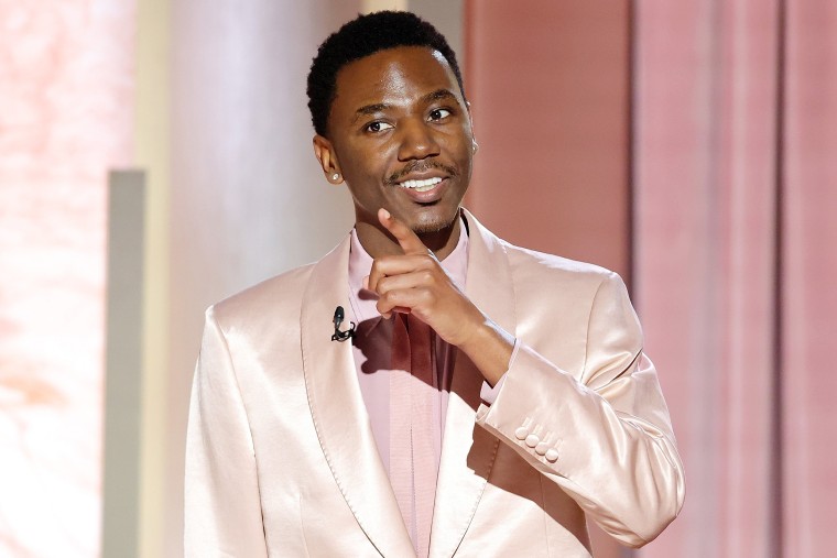 Host Jerrod Carmichael speaks onstage during the 80th Annual Golden Globe Awards at The Beverly Hilton in Beverly Hills, on Tuesday.
