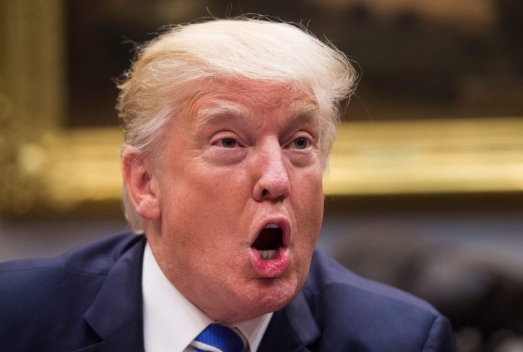 President Donald Trump speaks in the Roosevelt Room of the White House