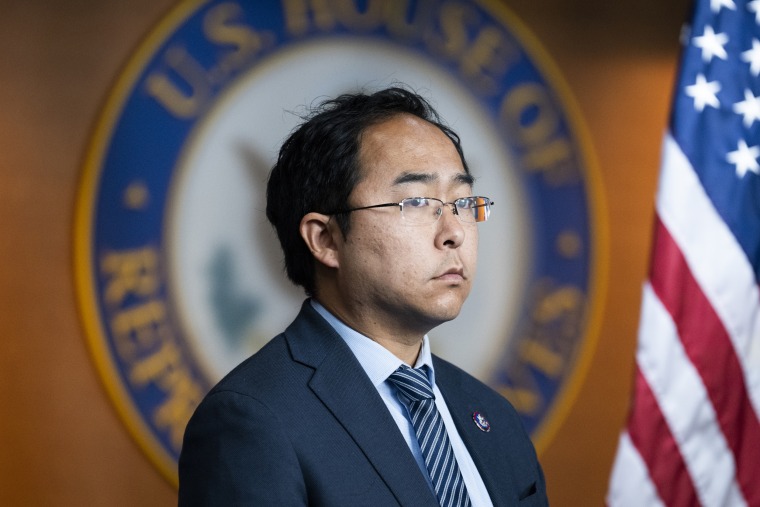 Rep. Andy Kim, D-N.J., attends a news conference after a meeting of the House Democratic Caucus in the Capitol Visitor Center on July 13, 2022.