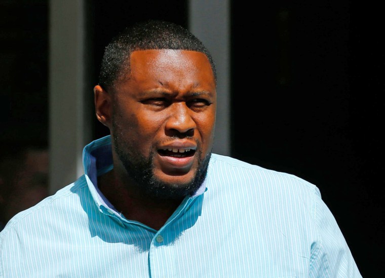 Rapper Brandon Duncan, also known as Tiny Doo, leaves court during a lunch- hour break in the motion to dismiss charges against him in San Diego, California March 16, 2015.Duncan, who's charged under a conspiracy law that allows for the prosecution of gan