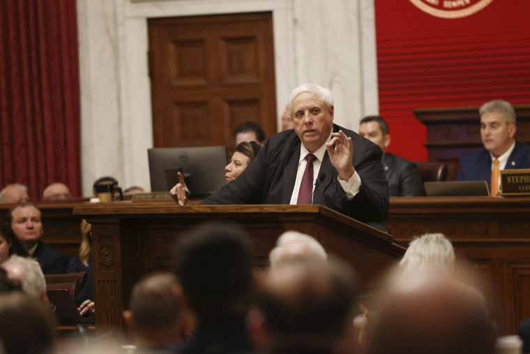 West Virginia Gov. Jim Justice delivers his annual State of the State address at the state capitol in Charleston, W.Va.