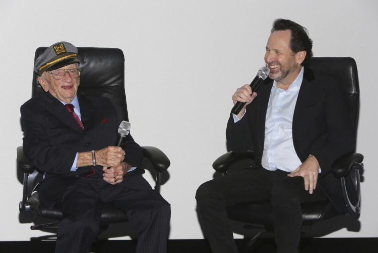 Ben Ferencz and Barry Avrich during a screening of "Prosecuting Evil"