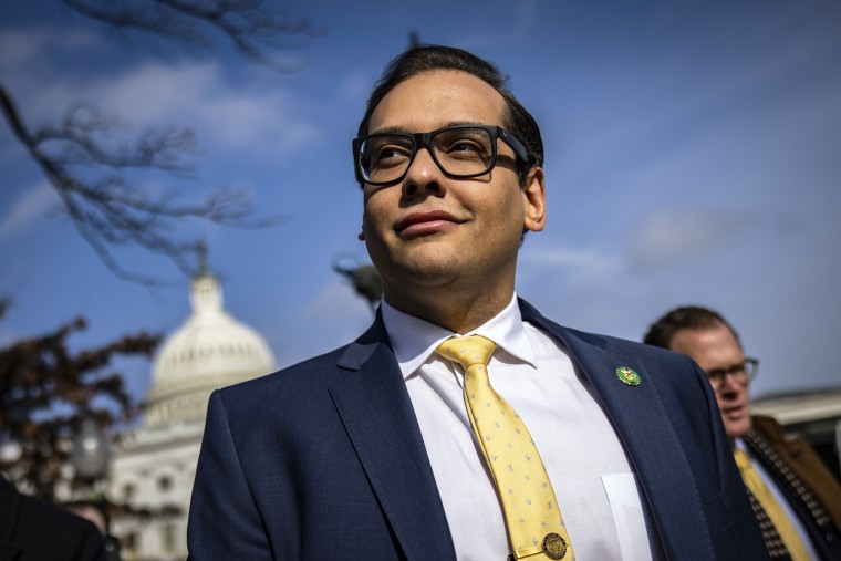 Rep. George Santos leaves the Capitol in Washington, D.C. following a vote