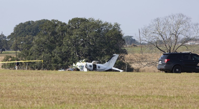 The Wreckage from a fatal plane crash outside Yoakum, Texas