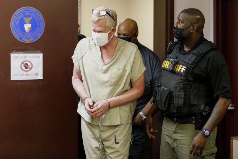 Disgraced South Carolina attorney Alex Murdaughwalks into court for his bond hearing on Sept. 16, 2021, in Varnville, S.C.