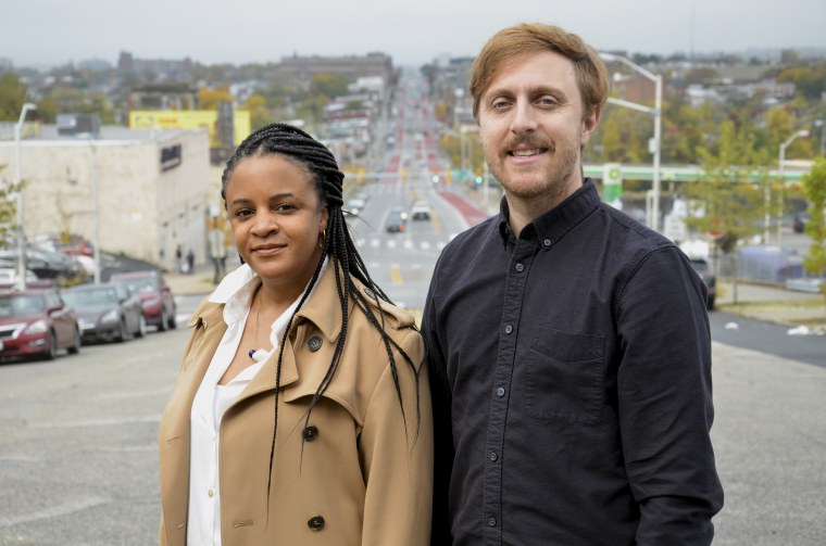 Baltimore Beat co-founder Lisa Snowden-McCray and Adam Holofcener, of the Lillian Holofcener Charitable Foundation,  in Baltimore in October 2022.