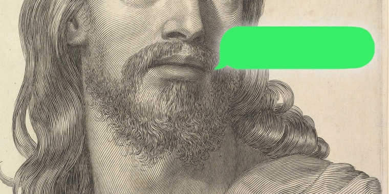 Photo Illustration: An illustration of Jesus with a chat bubble next to his mouth