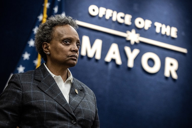 Mayor of Chicago Lori Lightfoot during a news conference in Chicago on Oct. 27, 2022. 