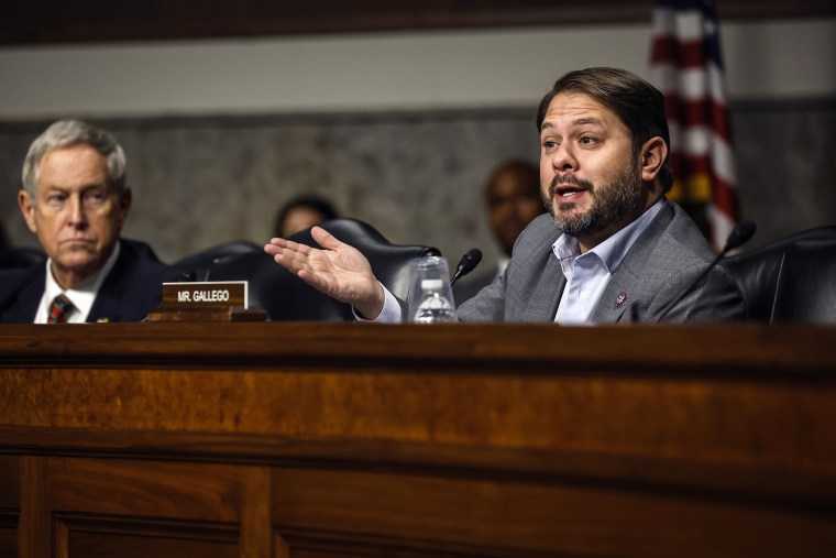 Rep. Ruben Gallego, D-Ariz., during a hearing in the Dirksen Senate Office Building on Capitol Hill on Dec. 13, 2022.