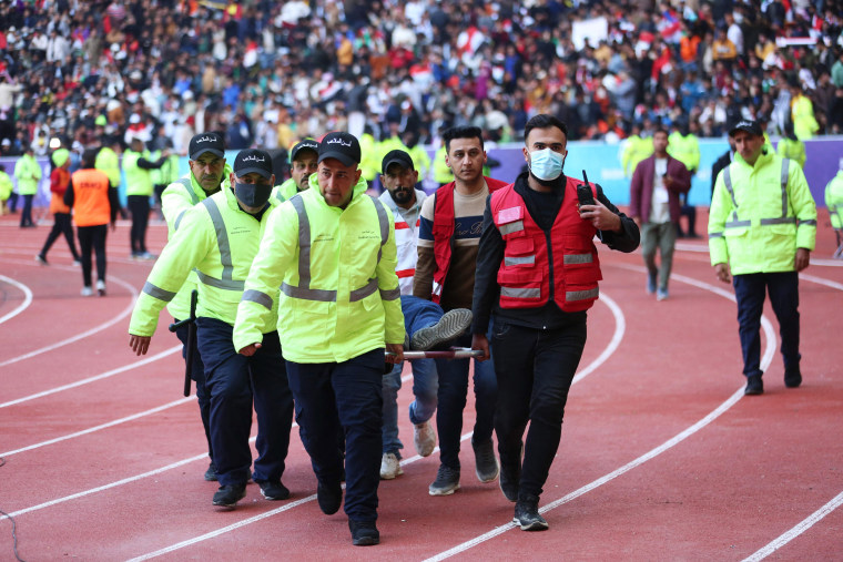 One person was killed and dozens injured when a stampede broke out outside the football stadium in southern Iraq hours before the Gulf Cup final, medical and security sources said. 