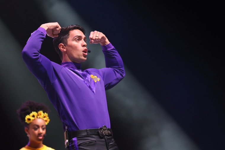 John Pearce of The Wiggles performs on stage during the Big Show Tour! at Spark Arena on August 21, 2022 in Auckland, New Zealand.