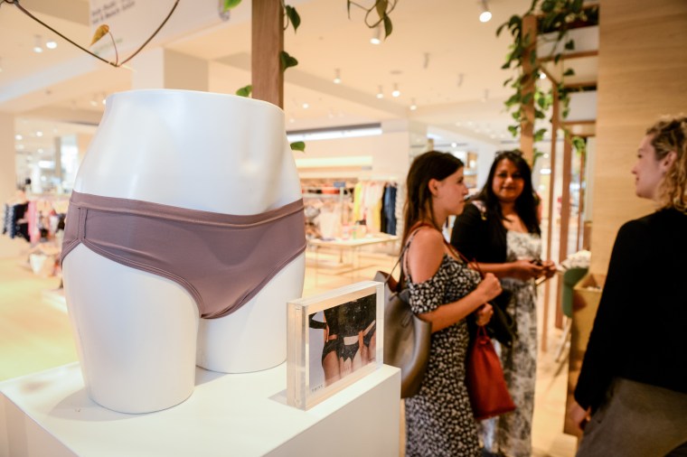 Period-proof underwear company Thinx debuts at Selfridges on July 4, 2019 in London.