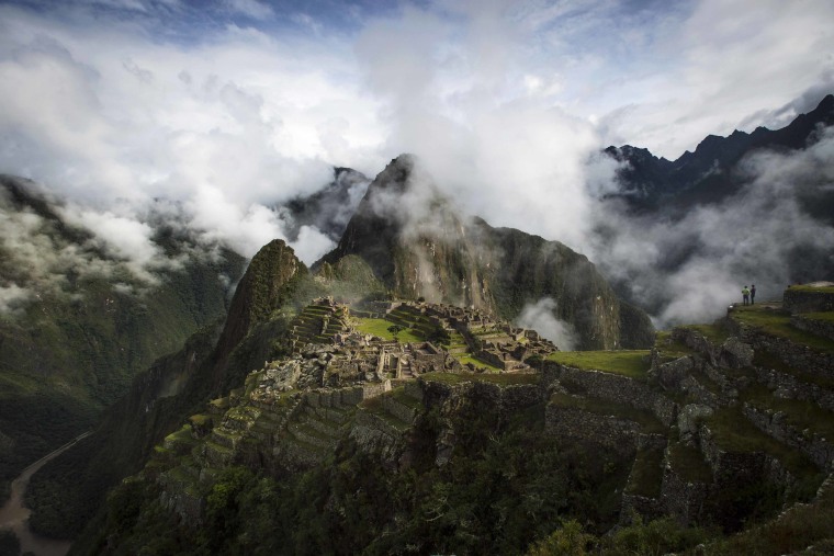 The Inca ruins of the Machu Picchu sanctuary near Cusco, Peru. 