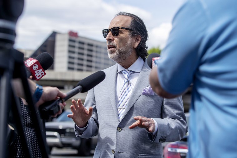 Attorney Drew Findling during a news conference outside of the Richard B. Russell Federal building in Atlanta on April 27, 2021. 