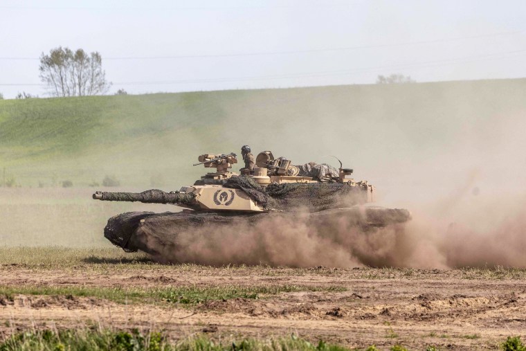 In this file photo taken on May 19, 2022, a US Abrams tank is seen as troops from Poland, USA, France and Sweden take part in the DEFENDER-Europe 22 military exercise, in Nowogrod, Poland. - US President Joe Biden will address Americans on January 25, 2023, about US support for Ukraine, the White House announced, amid expectations that the US will announce future delivery of Abrams tanks. The White House gave no details of the remarks scheduled for 12:00 pm (1700 GMT), other than saying Biden "will deliver remarks on continued support for Ukraine."
