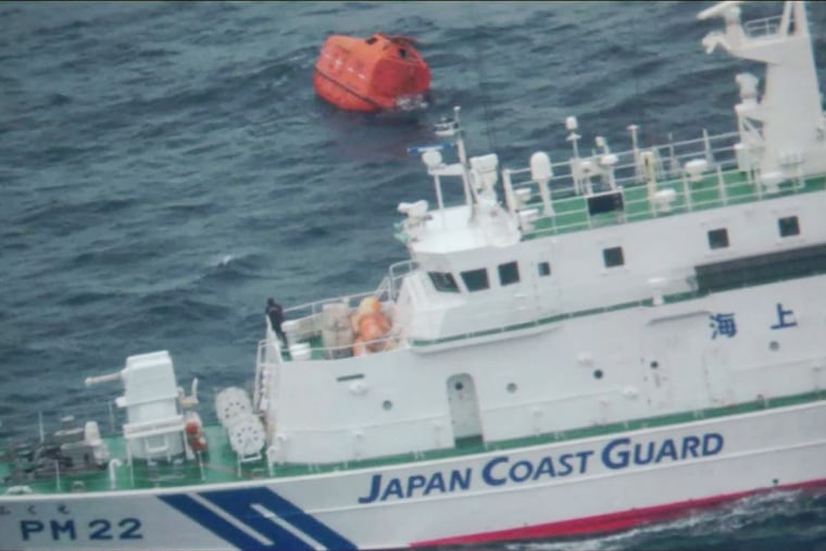 Rescue efforts after the Hong Kong registered vessel sank between South Korea's southern island of Jeju and Japan's southwestern Nagasaki prefecture on Wednesday. 
