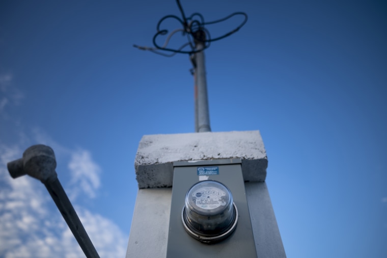 An electricity meter shortly after it was installed at the Jobos Bay National Research Reserve in Salinas, Puerto Rico