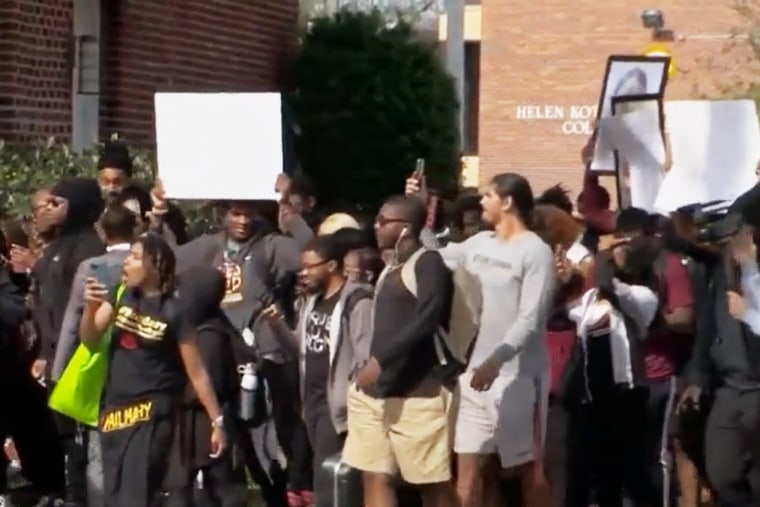 Students at Bethune-Cookman University protest on Monday.