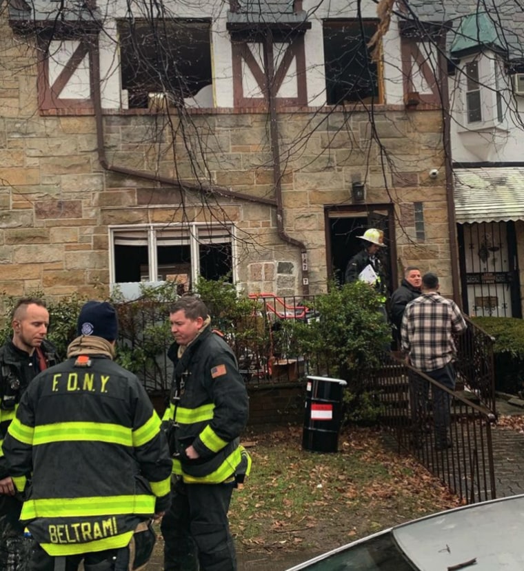 Firefighters respond to a fire at a daycare center in Queens, N.Y., on Wednesday. 