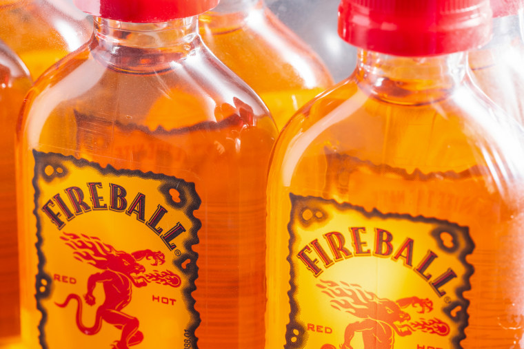 Miniature bottles of Fireball.