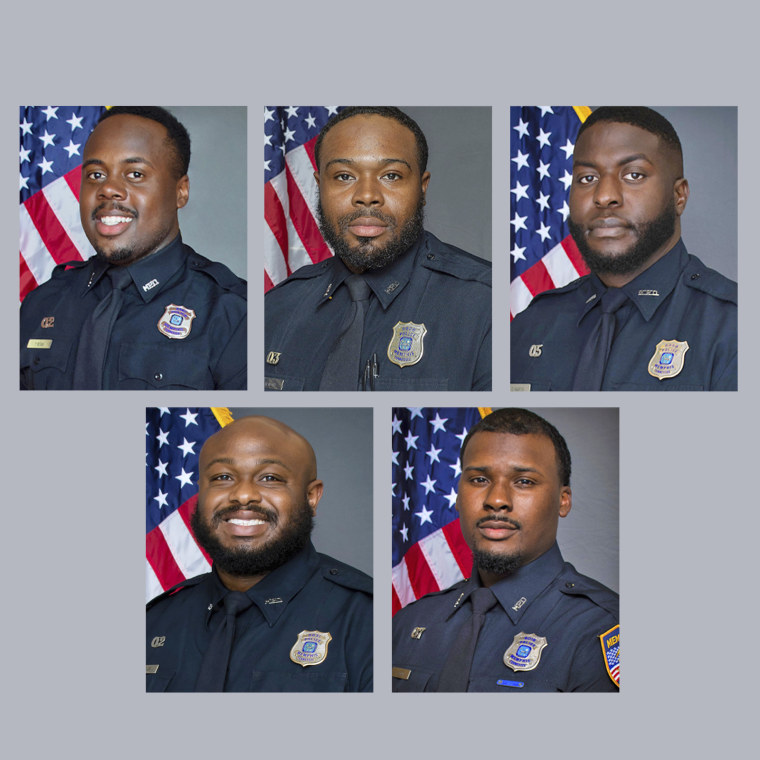 Five Memphis police officers were fired in connection with a traffic stop that led to the death of Tyre Nichols. Clockwise from top left: Tadarrius Bean, Demetrius Haley, Emmitt Martin III, Justin Smith and Desmond Mills Jr.