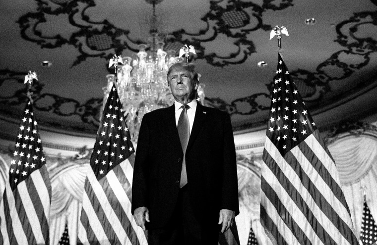 Image: Former President Donald Trump arrives at his Mar-a-Lago home to announce his 2024 presidential campaign in Palm Beach, Fla., on Nov. 15, 2022.