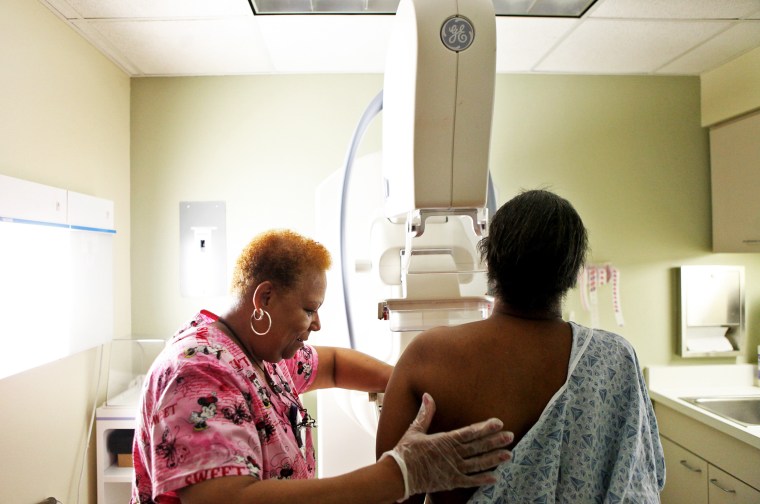 A woman gets a mammogram at Mt. Sinai Hospital in Chicago