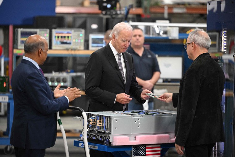 President Joe Biden tours the IBM facility in Poughkeepsie, N.Y. 