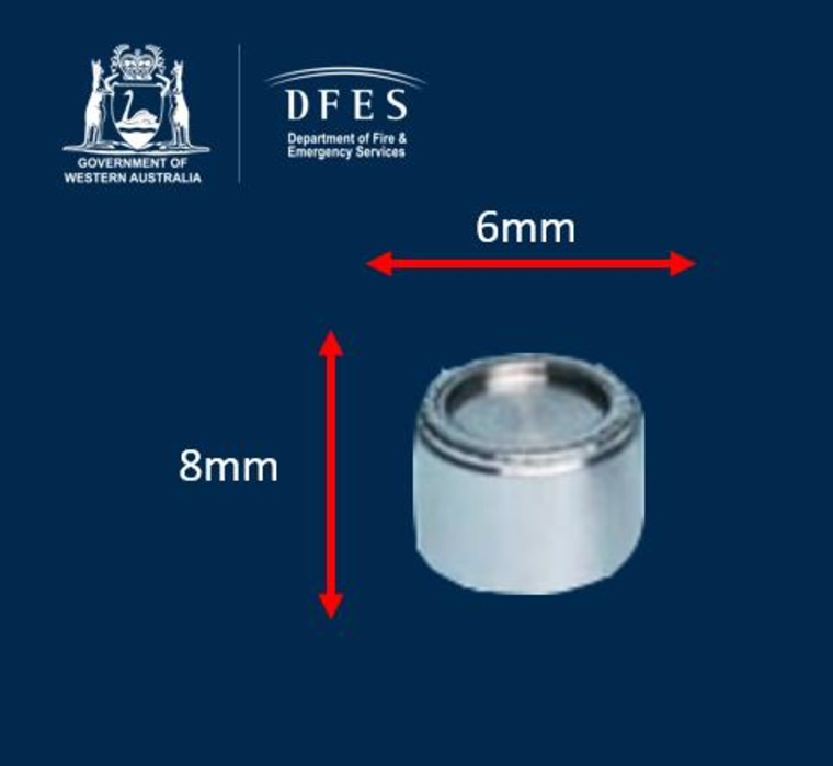 The Department of Fire and Emergency Services released this diagram showing the missing capsule.