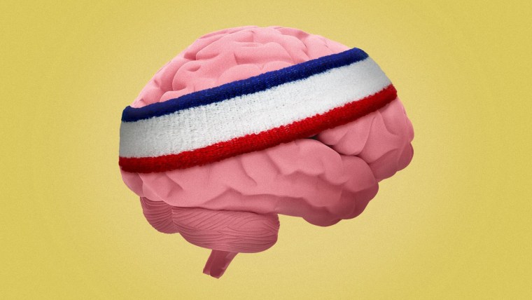 Ilustración de un cerebro con una banda de sudor, en representación de ejercitar la mente