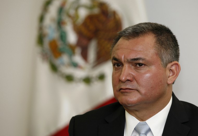 File Photo Of Former Mexican Secretary Of Public Security Genaro Garcia Luna At A Press Conference In Mexico City, October 8, 2010.