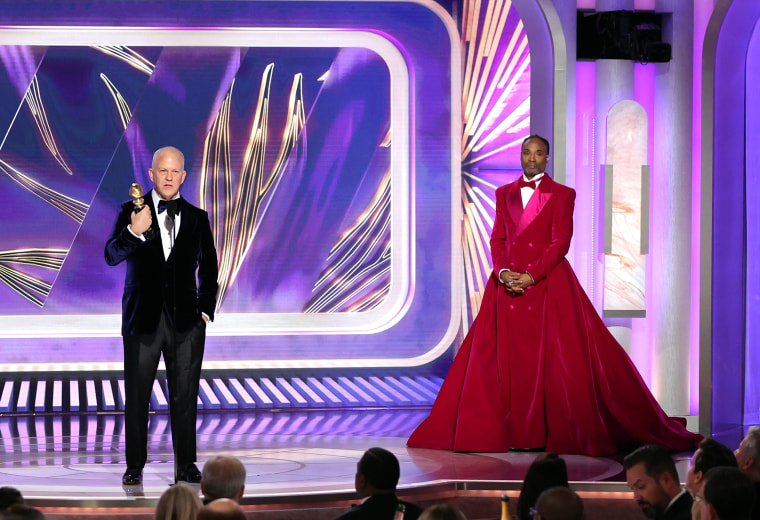 Honoree Ryan Murphy accepts the Carol Burnett Award from Billy Porter