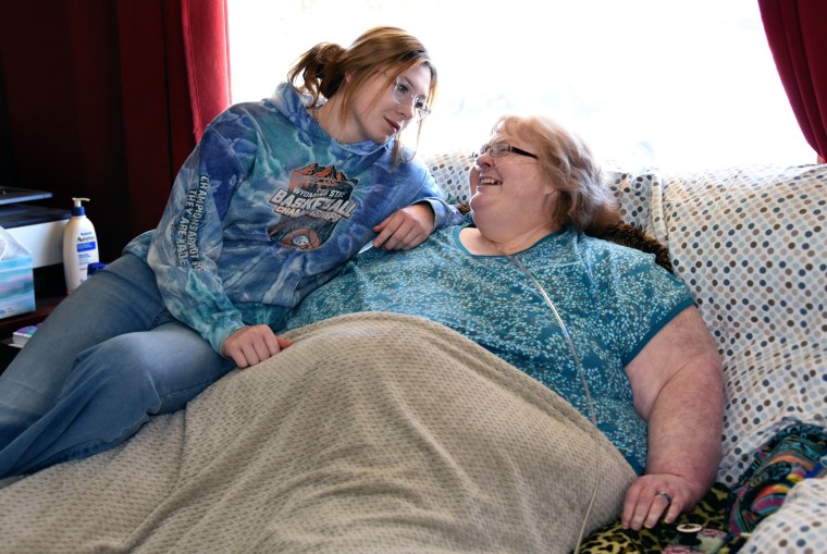 Katie Peterson's daughter, Elyse Richards, 18, left, shares a happy moment with her mom in Lusk, Wyoming, in November 2022. 