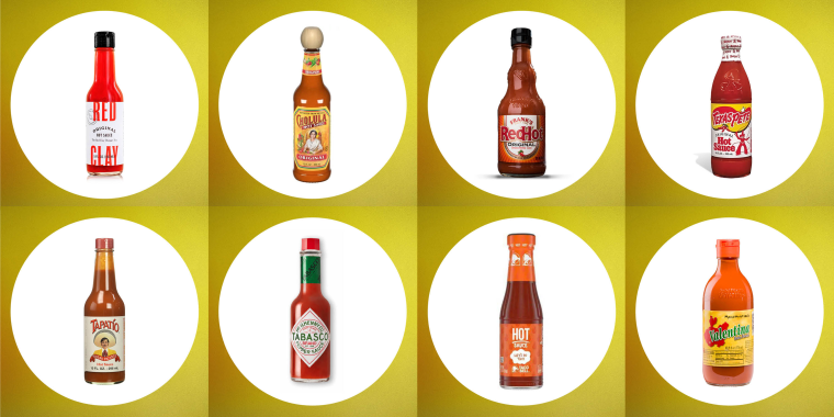 various hot sauce bottles