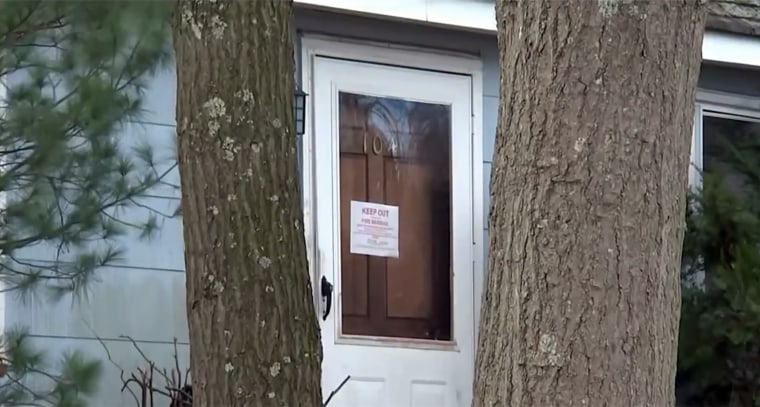 A "Keep Out" sign on the Islip, New York, home.