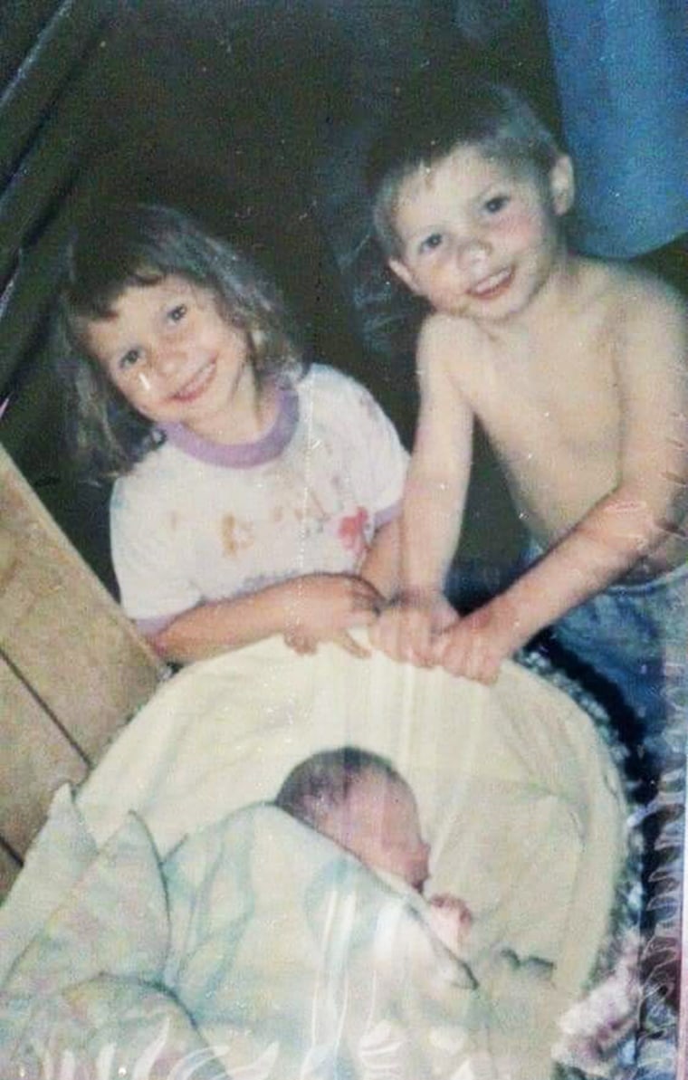 Elizabeth Krasinski with her brother and baby sister, Kayla Rolland.