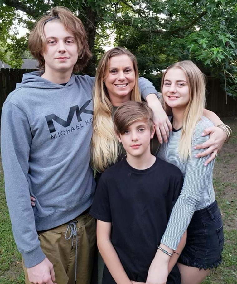 Christy Couvillier, pictured with her three children. She lost her oldest son, Hunter, to fentanyl poisoning on Feb. 10, 2022.