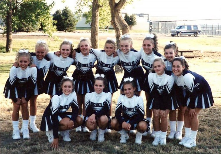 Salli Garrigan and her Columbine High School cheer squad.