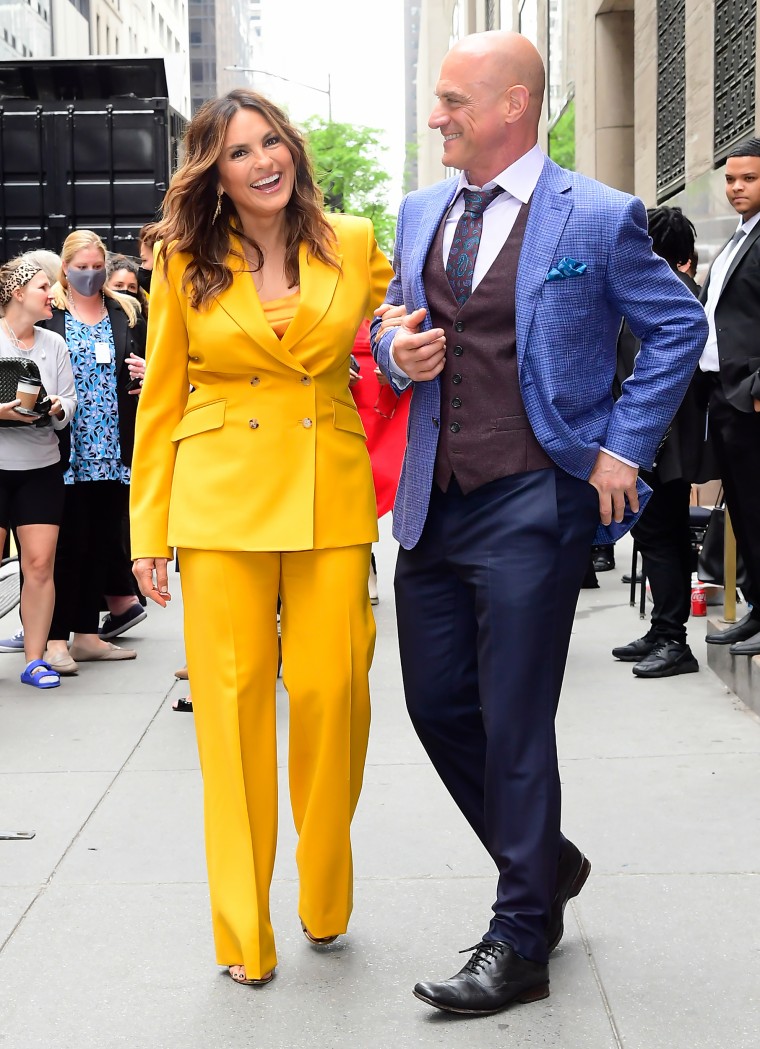 Mariska Hargitay and Christopher Meloni attending 2022 NBCUniversal Upfront on May 16, 2022 in NYC.