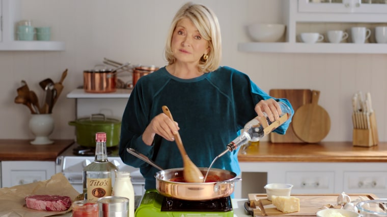 Martha adds vodka to her pasta sauce.