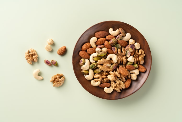 Mixed Nuts Assortment in a Wood Bowl