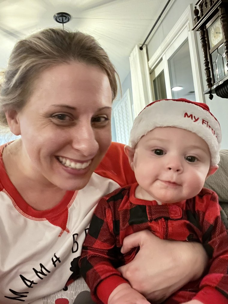 Katie Hill with her son, who just turned 1. She knows someday she'll have to explain to him what "revenge porn" is.