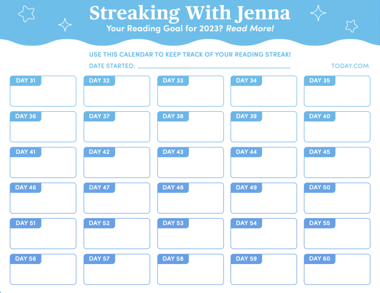 Calendar to track reading 