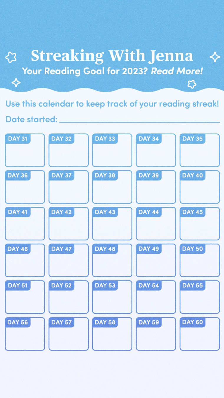 Calendar to track reading 