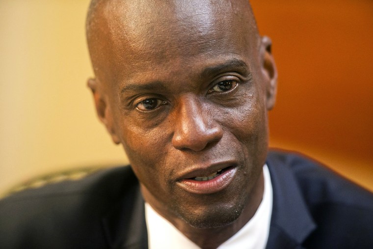 FILE - Haiti's President Jovenel Moise speaks during an interview at his home in Petion-Ville, a suburb of Port-au-Prince, Haiti, Feb. 7, 2020.  Authorities in the Dominican Republic on Wednesday, March 2, 2022, have handed over to Haiti a former Haitian police officer linked to the assassination of President Jovenel Moïse, the latest suspect arrested in a crime still not solved after seven months.
