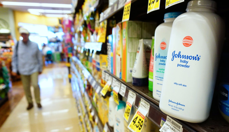 Johnson's baby powder stocked at a supermarket shelf in Alhambra