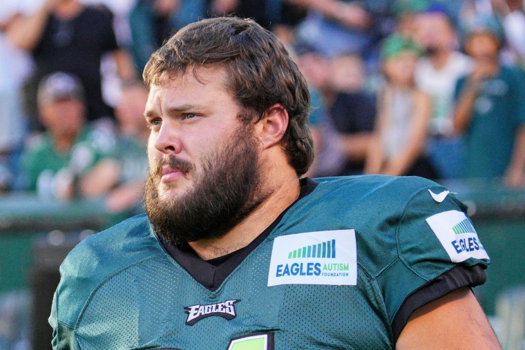 Eagles guard Joshua Sills during training camp on Aug. 7, 2022.